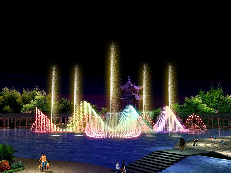 彩色音乐喷泉效果图